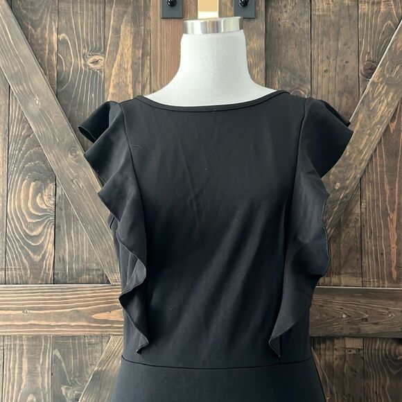 Ruffle Sleeve Wedding Guest Formal Bodycon Mermaid Evening Party Midi Dress - Picture 5 of 15